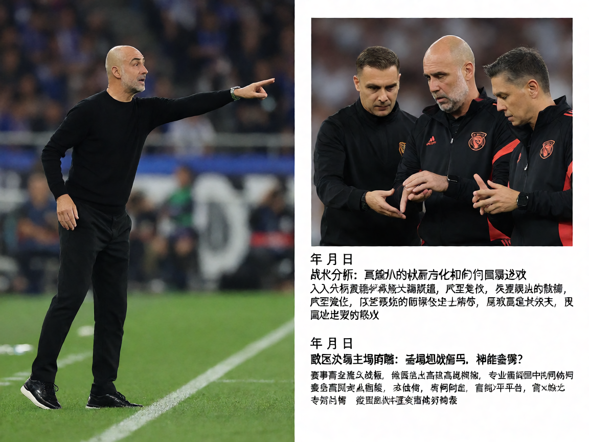 足球教练在场边指挥战术，教练团队专注分析比赛